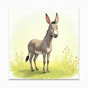 Donkey In The Field 1 Canvas Print