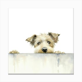 Dog Peeking Over The Wall 15 Canvas Print