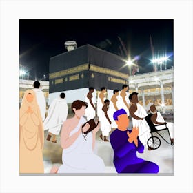 People Praying At The Kaaba Canvas Print