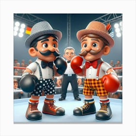 Two Boxers In A Boxing Ring 3 Canvas Print
