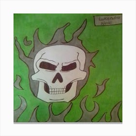 Flaming Skull Drawing Canvas Print