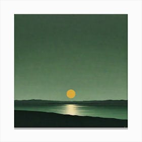 Minimalist Landscape A Horizon Line In Dark Green Acrylic Paint With A Solitary Sun Or Moon Represen 1600363732 Canvas Print