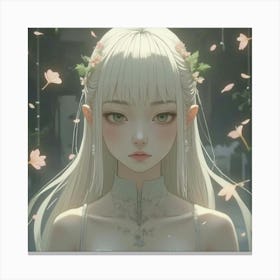 Anime Girl With White Hair Canvas Print