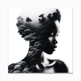 Double Exposure African Portrait Canvas Print