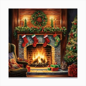 Christmas Fireplace 7 Canvas Print