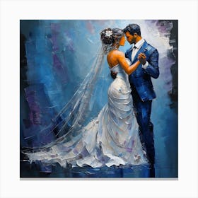 Impressionistic Painting Of Bride And Groom Dancing Together Toile