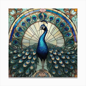 Peacock Stained Glass 5 Canvas Print