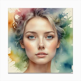 Watercolor Of A Girl 42 Canvas Print