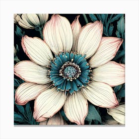 Dahlia, Illustrate A Close Up Of A Blooming Flower With Intricate 3 Canvas Print