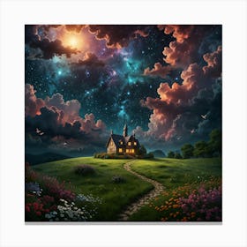 House Under The Stars Canvas Print