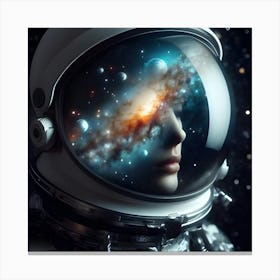 Double Exposure Of The Milky Way Galaxy Inside The Helmet Of An Astronaut Canvas Print