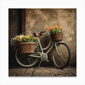 Flowers On A Bike Canvas Print