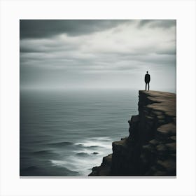 Man Standing On Cliff Canvas Print