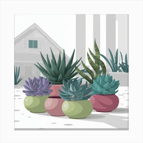 Succulents In Pots 1 Canvas Print