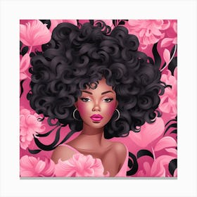 Afro Girl With Flowers 1 Canvas Print