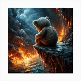 Teddy Bear In The Fire Canvas Print