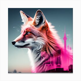 Fox and landscape Canvas Print