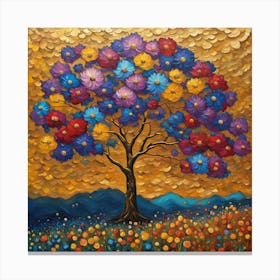 Golden Canopy: A Tapestry of Floral Hues in Nature’s Artistry wall art Canvas Print