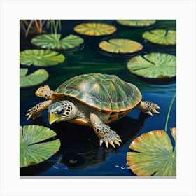 Turtle In The Pond 1 Canvas Print