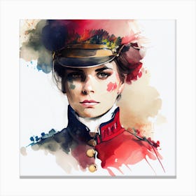 Watercolor Napoleonic Soldier Woman #3 Canvas Print