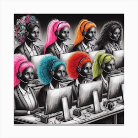 Call Center Women Canvas Print