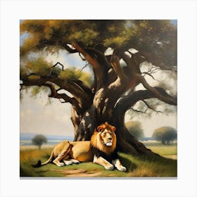 Lion Under The Tree 16 Canvas Print