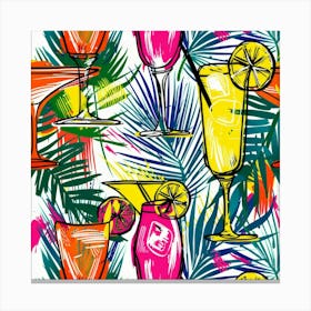 Seamless Pattern With Tropical Drinks 8 Canvas Print