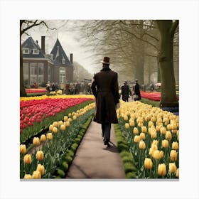 Keukenhof Gardens Netherlands Vintage Botanical 1 Canvas Print