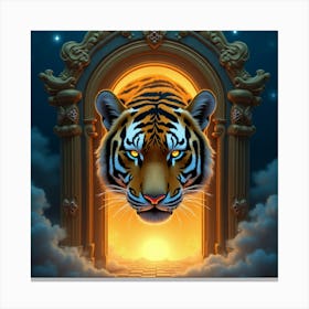 Flux Dev A Mystical Tigers Head Emerges From A Vibrant Ornate 3 Leinwandbild