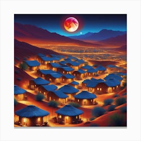 Desert Village At Night Canvas Print