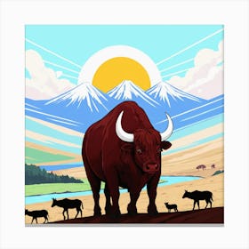 Bull In The Mountains 3 Canvas Print