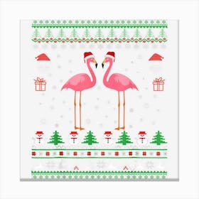 Funny Ugly Sweater For Christmas Flamingo Santa Claus Xmas Canvas Print