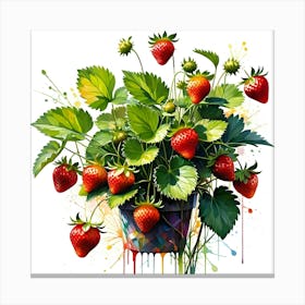 Strawberries In A Pot Canvas Print