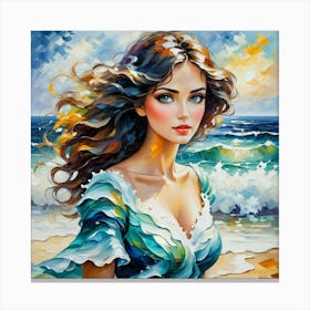 Girl By The Sea Canvas Print