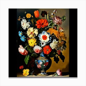 Flowers In A Blue Vase 1 Canvas Print