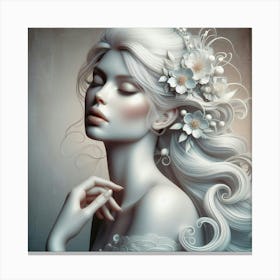 White Woman With Flowers Canvas Print