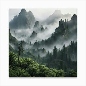 Foggy Mountain Landscape Canvas Print