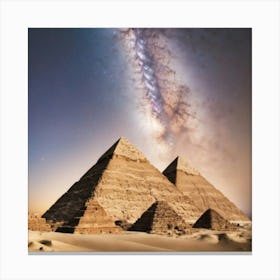 Pyramids And Milky Way Canvas Print