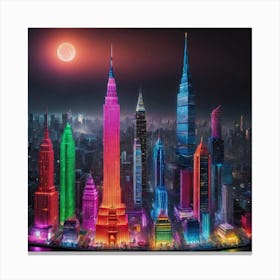 Cityscape At Night 1 Canvas Print