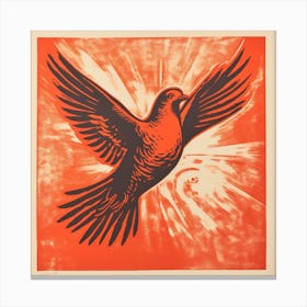 Retro Bird Lithograph Dove 3 Canvas Print
