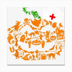 Halloween Pumpkin Nurse Jack O Lantern Funny Canvas Print