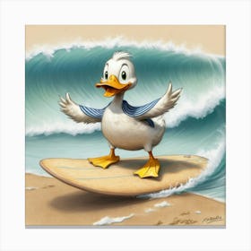 Donald Duck Surfboard Canvas Print