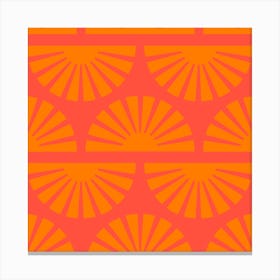 Geometric Pattern Vibrant Orange Sunrise Square Canvas Print