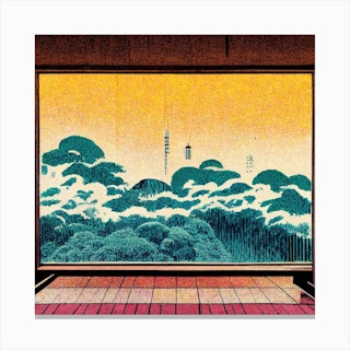Deco Sliding Doors Square Canvas Print