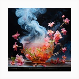 Tea Cup With Flowers 2 Canvas Print