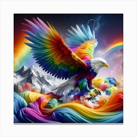 Eagle in Sky Bright Color Effect Color Painting - Wild Bird Artwork 141 Canvas Print