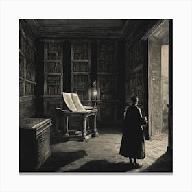 Man In A Library Canvas Print