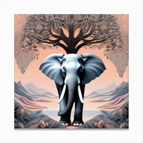 Elephant And Tree Canvas Print