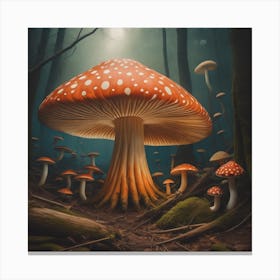 Mushroom In The Forest Canvas Print