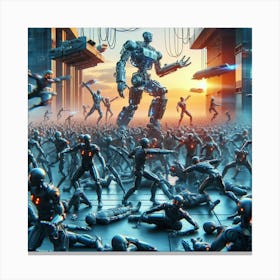 Robots In The City 1 Canvas Print